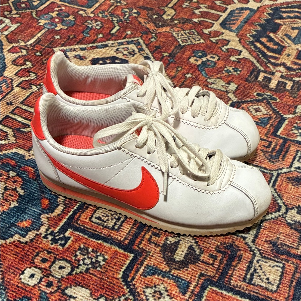 Nike Cortez Classic White and Red Sneakers